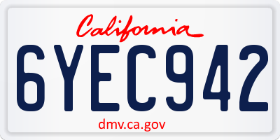 CA license plate 6YEC942