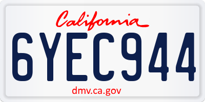 CA license plate 6YEC944