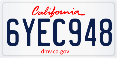CA license plate 6YEC948