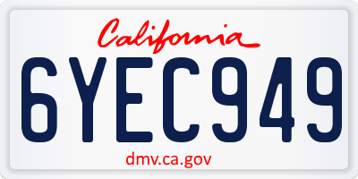 CA license plate 6YEC949