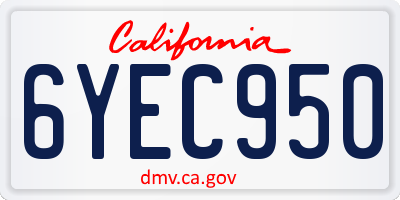 CA license plate 6YEC950