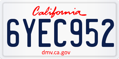 CA license plate 6YEC952