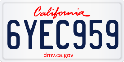CA license plate 6YEC959