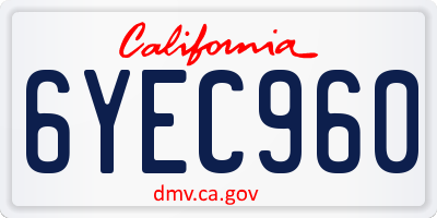 CA license plate 6YEC960