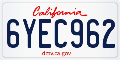 CA license plate 6YEC962