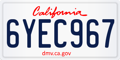 CA license plate 6YEC967