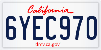 CA license plate 6YEC970