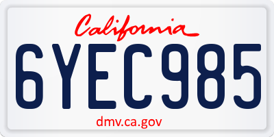 CA license plate 6YEC985