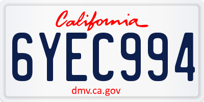 CA license plate 6YEC994