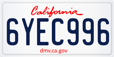 CA license plate 6YEC996