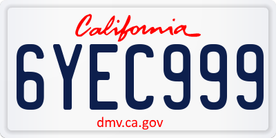 CA license plate 6YEC999