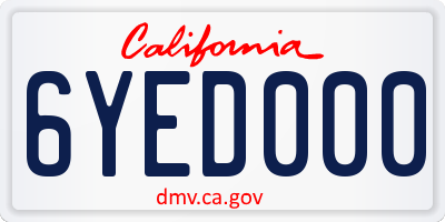 CA license plate 6YED000