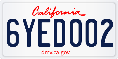 CA license plate 6YED002