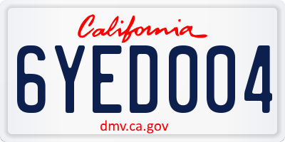 CA license plate 6YED004