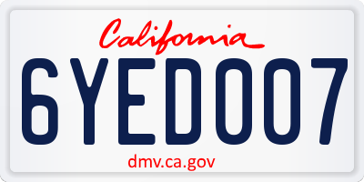 CA license plate 6YED007