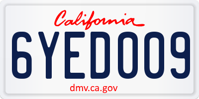 CA license plate 6YED009