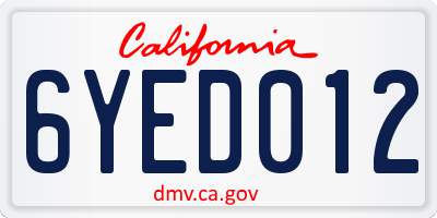 CA license plate 6YED012