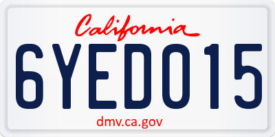CA license plate 6YED015