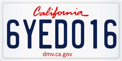 CA license plate 6YED016