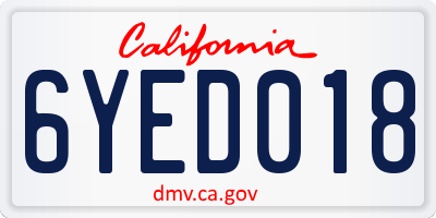 CA license plate 6YED018
