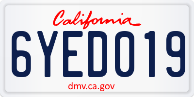 CA license plate 6YED019