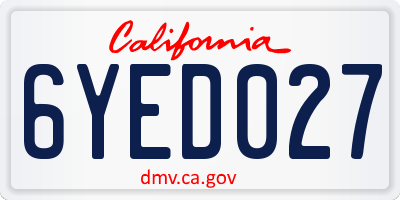 CA license plate 6YED027