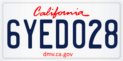 CA license plate 6YED028