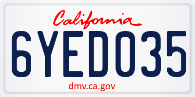CA license plate 6YED035