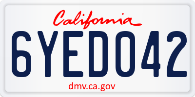CA license plate 6YED042