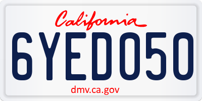 CA license plate 6YED050