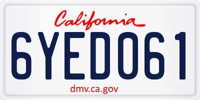 CA license plate 6YED061