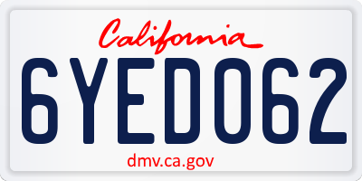 CA license plate 6YED062