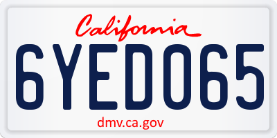 CA license plate 6YED065