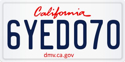 CA license plate 6YED070