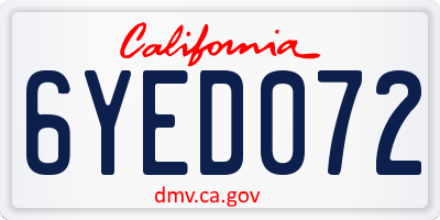 CA license plate 6YED072