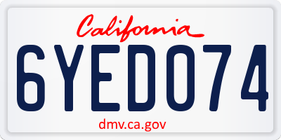 CA license plate 6YED074