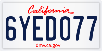 CA license plate 6YED077