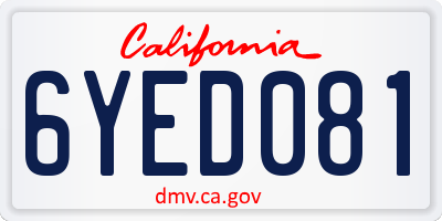 CA license plate 6YED081