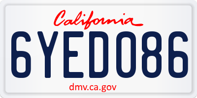 CA license plate 6YED086