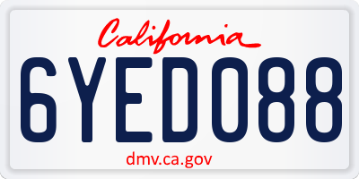 CA license plate 6YED088