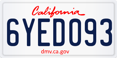 CA license plate 6YED093