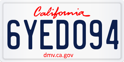 CA license plate 6YED094