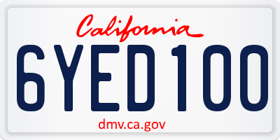 CA license plate 6YED100