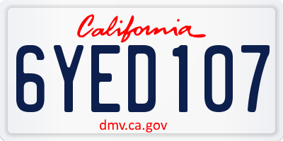 CA license plate 6YED107