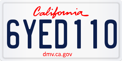 CA license plate 6YED110