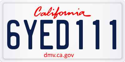 CA license plate 6YED111