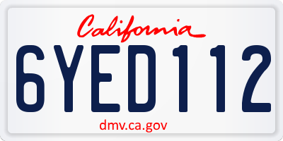 CA license plate 6YED112