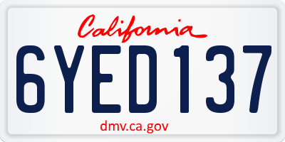 CA license plate 6YED137