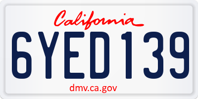 CA license plate 6YED139