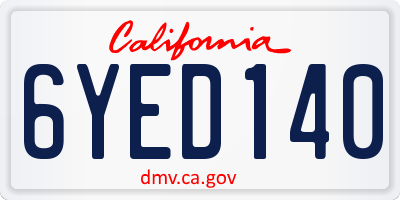 CA license plate 6YED140